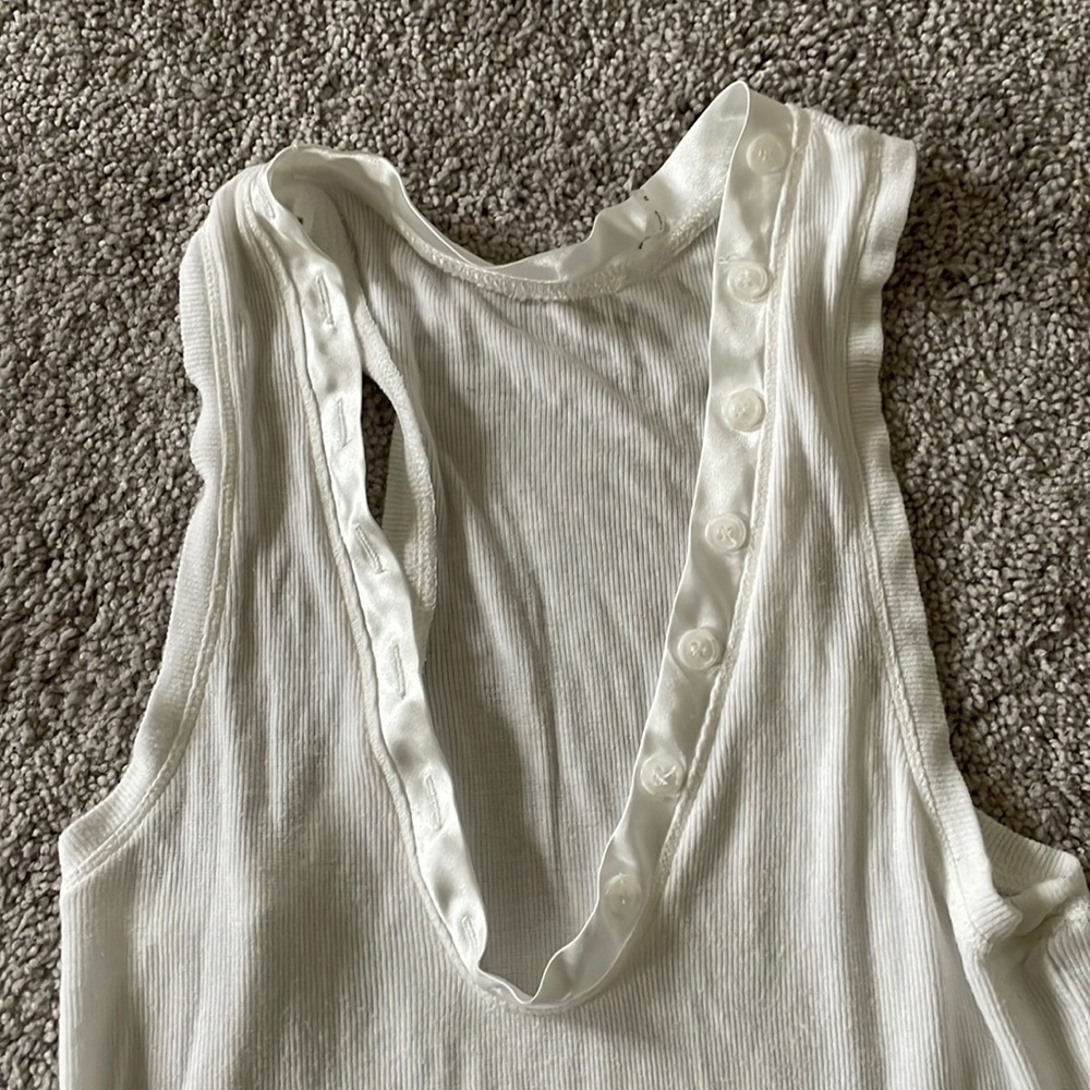 Pure white tank with silky v-neck